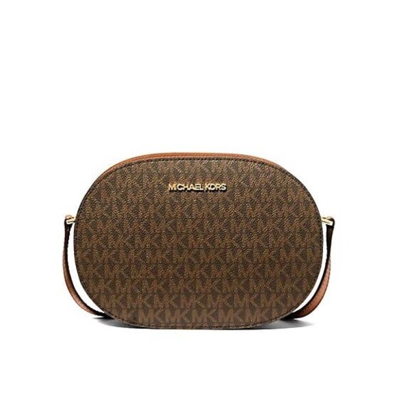 New Michael Kors Jet Set Travel Medium Signature Logo Crossbody Bag Brown - Picture 1 of 3